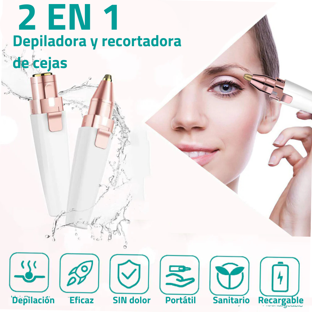 Depiladora Facial Mujer, 2 en 1 Perfilador de Cejas Luz LED